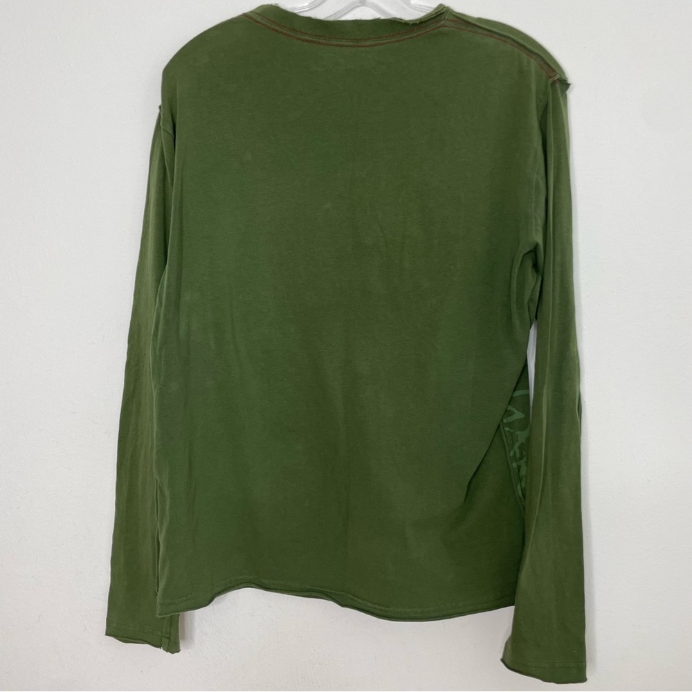 EDWARD DADA Men’s Green Embroidered long Sleeve Graphic Tee T-Shirt Small - Picture 3 of 12